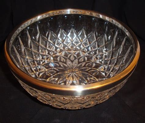 large pressed glass serving bowl with silver by vintagebytiffinie
