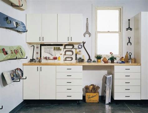 Wouldn't a kitchen island work surface be nice? Repurpose old kitchen cabinets for garage storage | Garage ...