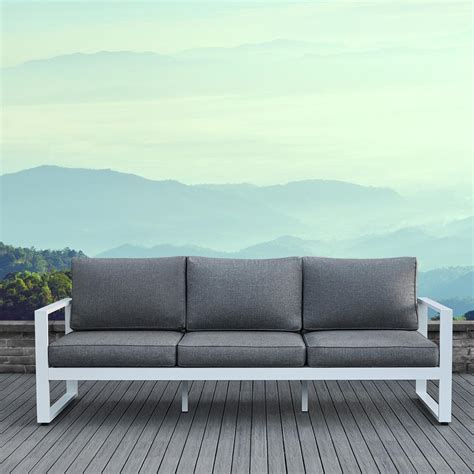 Get contact details & address of companies manufacturing and supplying cushions, outdoor cushion, throw pillow across india. Real Flame Baltic White Aluminum Outdoor Sofa with Gray ...
