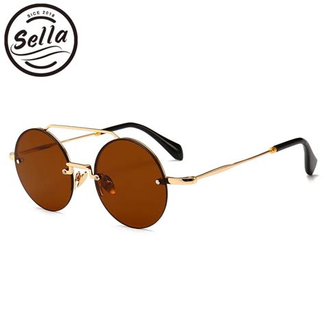 sella new fashion women men small alloy frame colorful tint clear lens classic round sunglasses