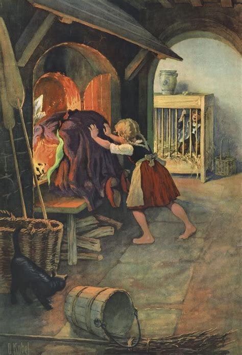 Hansel And Gretel Witch Gets Pushed In The Oven Into The Forest