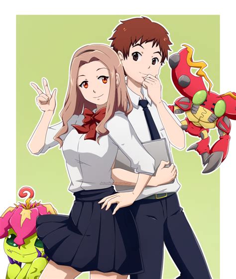 Izumi Koushirou Palmon Tachikawa Mimi Tentomon Digimon Highres Babe Girl Bug Digimon