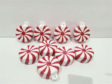 9 Mini Peppermint Candy Cane Christmas Red White Tree Ornaments Decor