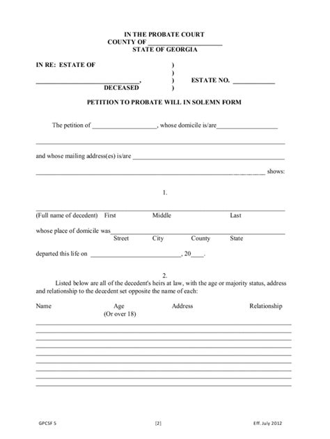 How To Fill Out A Petition To Probate Will In Solemn Form Fill Out