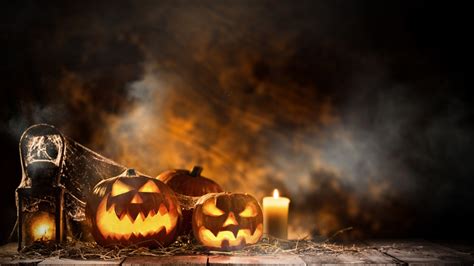 1280x720 Halloween Candle And Pumpkins 720p Hd 4k Wallpapers Images