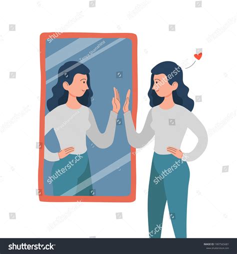 woman girl looks herself mirror self stock vector royalty free 1987565681 shutterstock