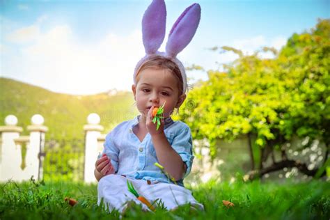 Easter Bunny Eating Carrot Stock Photo Image Of Celebrating 175747404