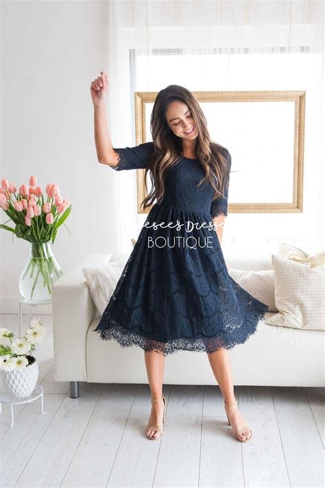 the evelyn modest dresses navy lace dress neesees dresses