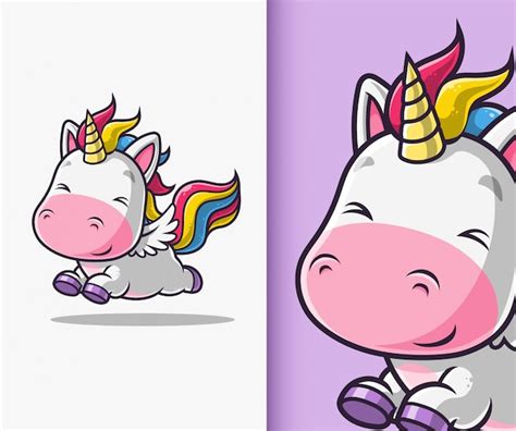 Premium Vector Cute Unicorn Flying Icon Illustration Unicorn Mascot