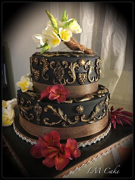 Order diabetic cakes and desserts online. Elegant Sugar Frangipani 50th Birthday Cake - Cake by ...