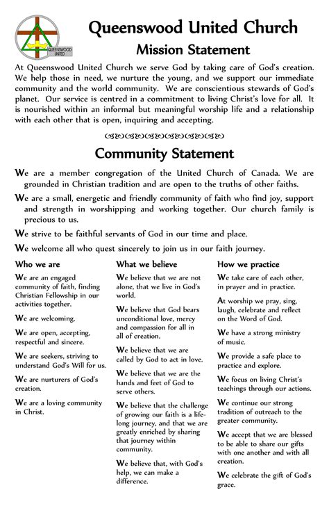 Mission Statement Queenswood United Church