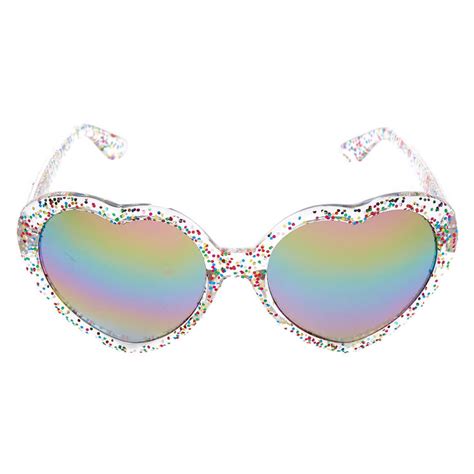 Glitter Heart Shaped Sunglasses Clear Claire S