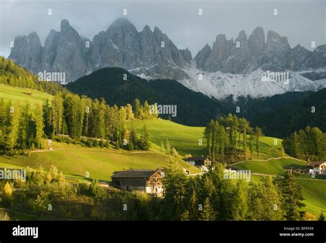 Odle Mountains Above Val Di Funes Dolomites Italy Stock Photo Alamy