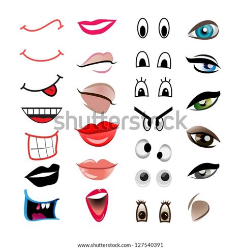 Cartoon Mouths Eyes Set Isolated On Stock Vector Royalty Free 127540391