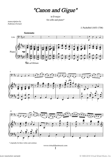 So if you like it, just download it here. Pachelbel - Canon in D sheet music for cello and piano PDF