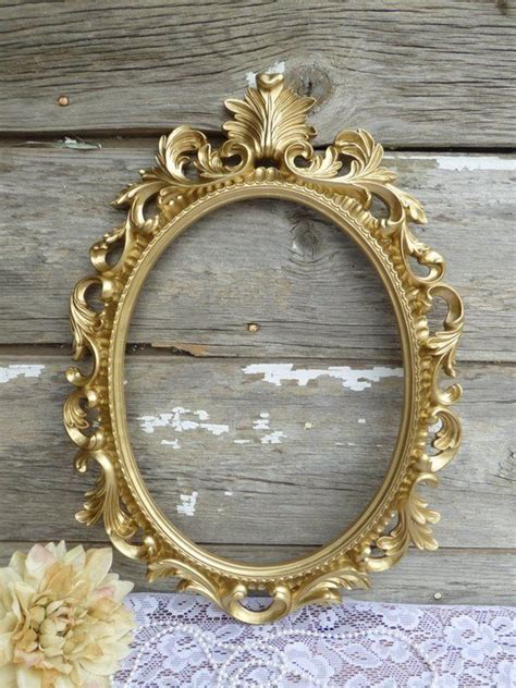 Large Hand Painted Gold Ornate Baroque Oval Frame Hollywood Etsy