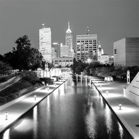 Indy City Skyline Indianapolis Indiana Black White 1x1 Photograph By