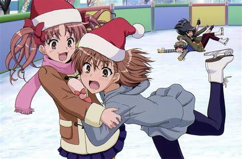 Anime Girls Ice Skating At Christmas Anime Anime Christmas Toaru Kagaku