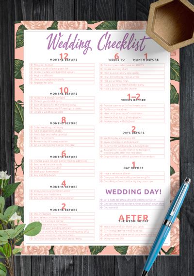 Printable Wedding Checklists For The Organized Bride Sheknows Printable Month Planner
