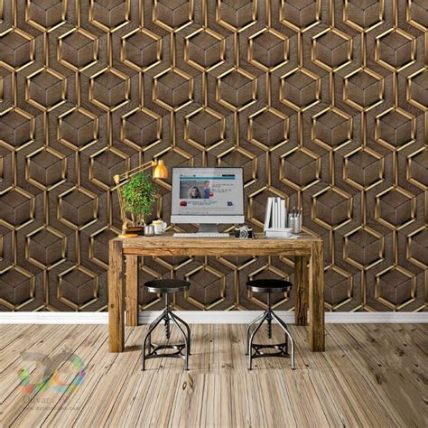 Geometric 3d Wood Effect Wallpaper