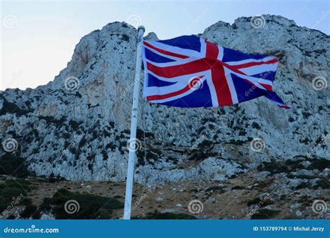 Gibraltar The Rock And British Flag Editorial Stock Image Image Of