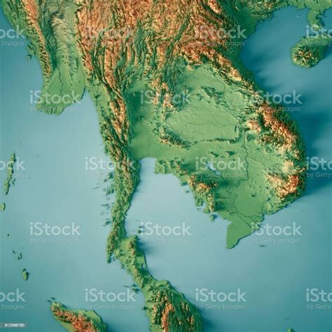 3d Render Of A Topographic Map Of Thailand Asia All Source Data Is