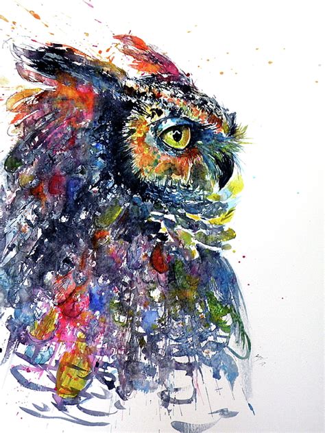 Great Horned Owl Painting By Kovacs Anna Brigitta