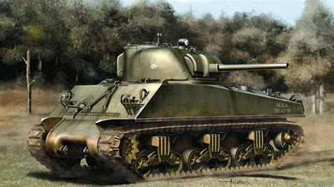 1920x1080 Ww2 Tank Sherman M4a3 W Eto Art American Field Medium