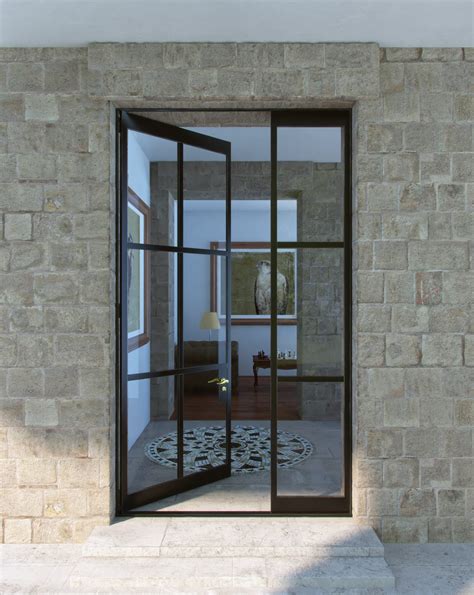 Custom Steel Grid Single Glass Door With Fixed Glass A13 Abby Iron