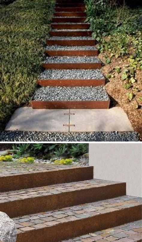 Today we are going to make a super cute clay pot. Corten garden steps in 2020 | Outdoor landscape design ...