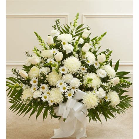 Le matériau généralement utilisé pour l'article sympathy flowers est métal. White Sympathy Floor Basket Elegant Flowers: Fresno ...