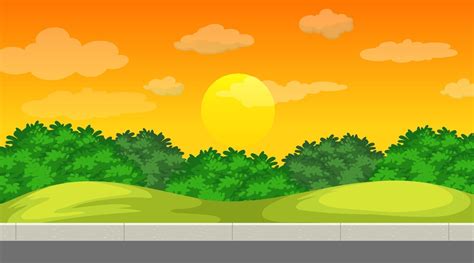 Blank Landscape Scene Of Nature Park At Sunset Time 2445379 Vector Art