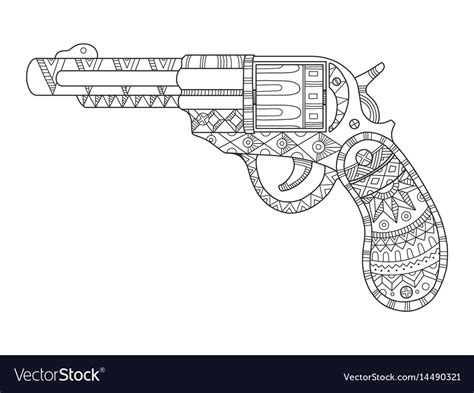 Revolver Pistol Coloring Book Royalty Free Vector Image