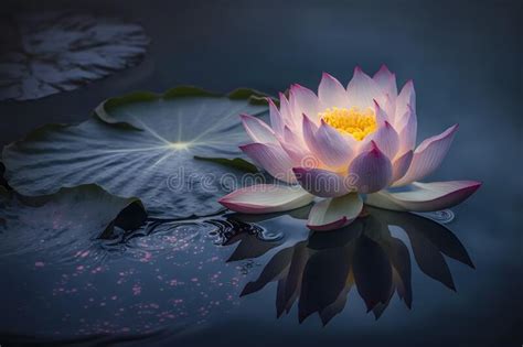 White Lotus Lilies In Lake Water Natural Beautiful Flowers Blossom In