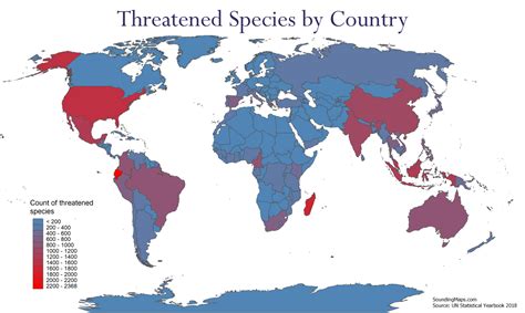 Countries With The Most Threatened Species Soundingmaps