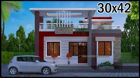 30 0x42 0 3d House Design With Map 30x42 Ghar Ka Naksha Ghar Ka