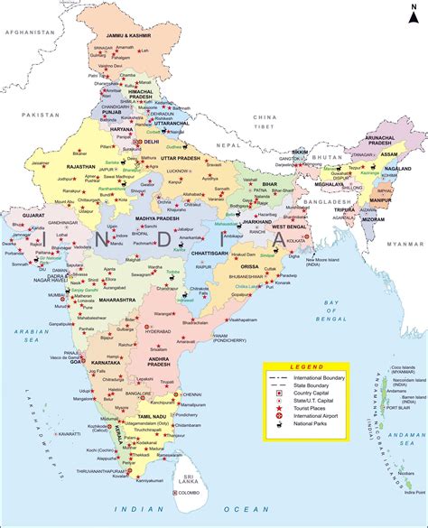 Grande Detallado Mapa Administrativo De La India Con Principales