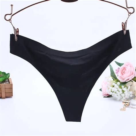 2017 Sexy Women Invisible Underwear G Strings Ice Silk Seamless Crotch