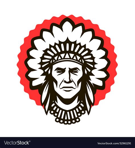 Indian Chief Logo Or Symbol Warrior Mascot Vector Image