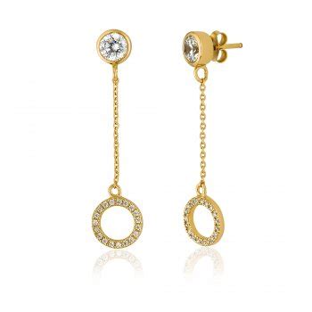 Ingenious Gold Drop Earring With Open Pave Circle Ingenious From