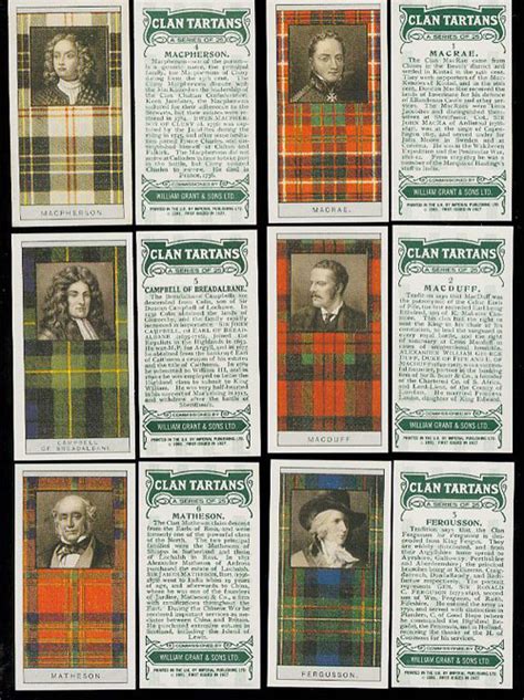 Scottish Clan Tartans Glenfiddich Card Set Free Genealogy Sites