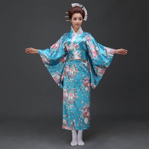2016 Azul Yukata Japonesa Tradicional Vestido De Traje Traje Del Geisha