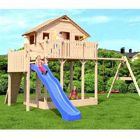 Cette aire de jeu en bois libellule, composé d'une balançoire, d'un vis a vis, d'un toboggan, dune échelle de corde, d'une plate forme avec un. Cabane bois balancoire - Mailleraye.fr jardin