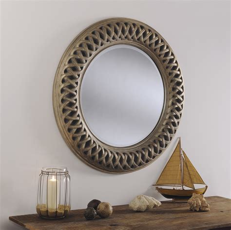 Ov24 Ivory Celtic Designe Large Round Wall Mirror Living