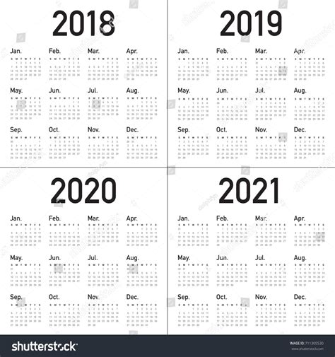 3 Year Calendar 2019 2020 2021