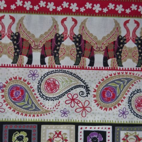 Fq03 Elephant Stripes Paisley Floral Border Print Quilting Cotton Quilt