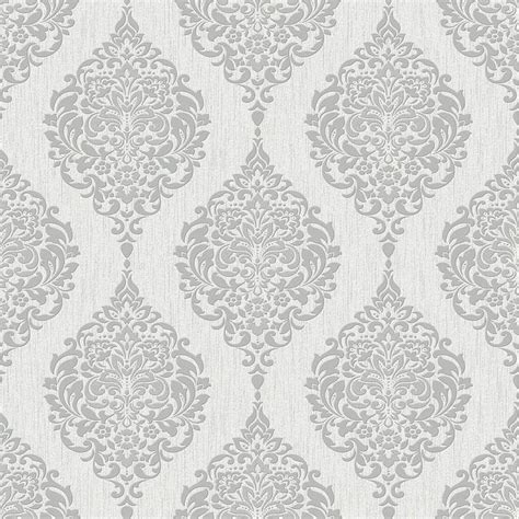 Graham And Brown Midas 56 Sq Ft Grey Vinyl Textured Damask Unpasted In