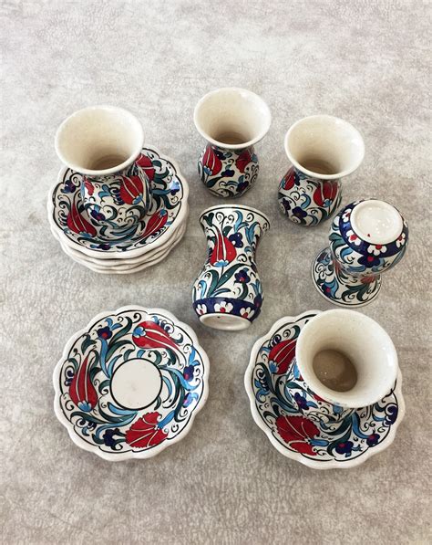 6x Turkish Tea Ceramic Set Ceramic Tea Cups With Saucers Of Etsy