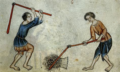 Medieval Peasants Threshing Illustration World History Encyclopedia