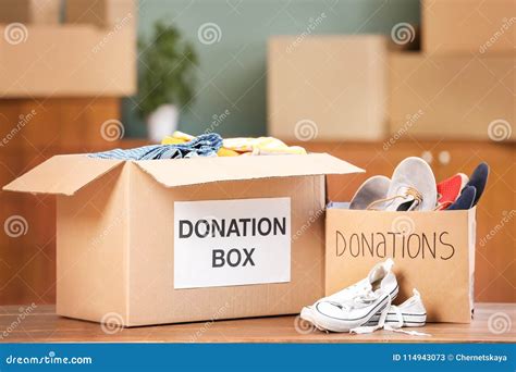 Donation Boxes With Clothes And Shoes Stock Image Image Of Packing